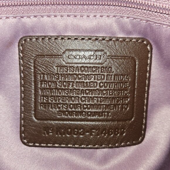 COACH Penelope Brown Pebbled Leather Handbag Double Straps - Picture 4 of 5